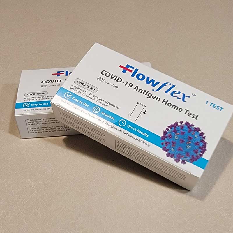 Brookings Health System is encouraging the public to use at-home, COVID-19 self-test kits, like these, when they are experiencing mild symptoms or have been exposed to someone confirmed to have COVID-19. Using self-tests will help ease the demand for clinic, urgent care and ER resources during the omicron variant wave. 