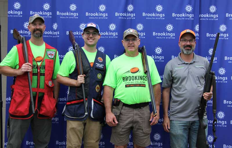 Sanford Health Brookings Clinic placed first in the adult category at the Aiming to Inspire Health fundraiser with a score of 145. Pictured from left to right are Rod Brandenburger, Marshall Anema, Ron Koerner and Shawn Storhaug.
