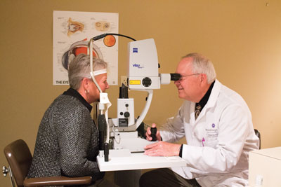 Ophthalmologist examining patient