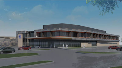 The hospital expansion and renovation project will add 62,500 square feet to the east side of Brookings Hospital. Shows here is an architect's rendering of the new hospital addition from the south east. The addition will house surgery, medical imaging, obstetrics and medical/surgical care. The 21-month project is scheduled to start early August. 