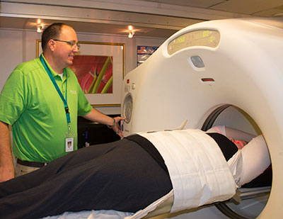 Patient getting a PET/CT scan