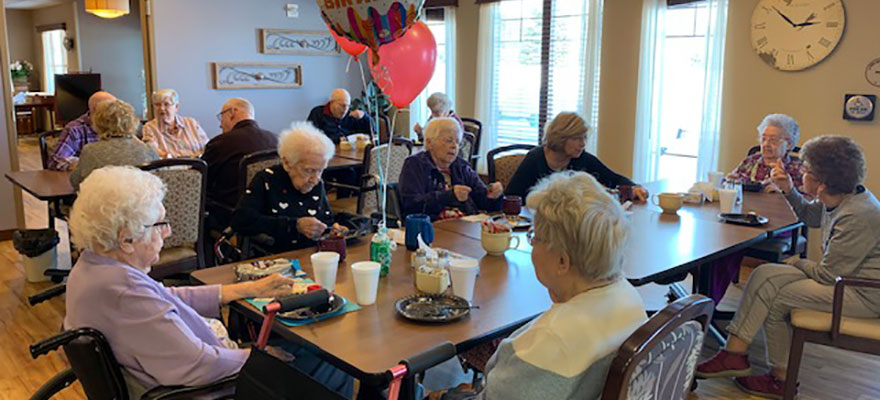 Residents celebrating Margaret's Birthday