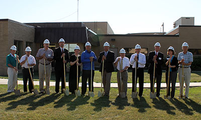 Brookings Health celebrated groundbreaking on the hospital expansion and renovation project yesterday afternoon and announced the Foundation’s $4.6 million capital campaign goal. Pictured from left to right: Board of Trustees Vice President Walt Wosje, Board of Trustees Member Dick Peterson, Board of Trustees Member Jim Booher, First Bank & Trust President Kevin Tetzlaff, Foundation Board Chair Roberta Olson, Board of Trustees President Justin Sell, President and CEO Jason Merkley, Deputy Mayor Keith Corbett, Board of Trustees Member Al Baker, Fishback Financial Corporation Vice Chairman Van Fishback, Board of Trustees Member Ann Getting, and Board of Trustees Secretary Jim Morgan.