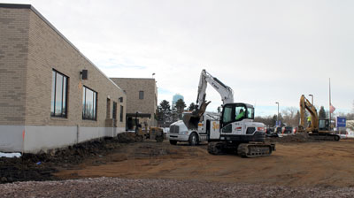 The recent gifts from Larson Manufacturing, Dale Larson and the Larson Family Foundation boosted Brookings Health System Foundation’s capital campaign to over $3.6 million. The campaign supports the hospital expansion and renovation project, including a new Medical Office Building. Above, crews continue earthwork on the west side of the hospital, preparing for the Medical Office Building’s footings and foundations.