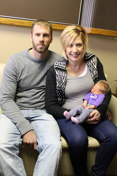New parents Missy and James Vande Weerd hold their New Year’s Baby, Ashlyn Jessica. Ashlyn was born at 2:05 a.m. on New Year’s Day.
